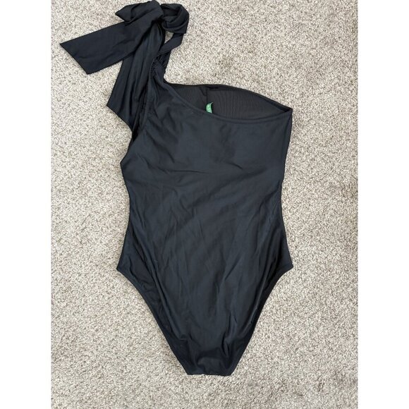 J. Crew Bow One Shoulder One Piece Padded Black Swimsuit UPF NWT 12 Vacation - Picture 3 of 9